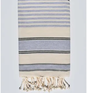 Toalla de playa ziwane blanca crema , negra y gris Fouta Tunisia - 1