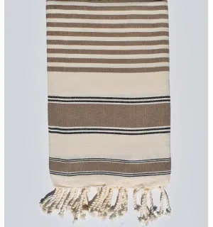Toalla de playa ziwane blanco crema negro y bistre Fouta Tunisia - 1
