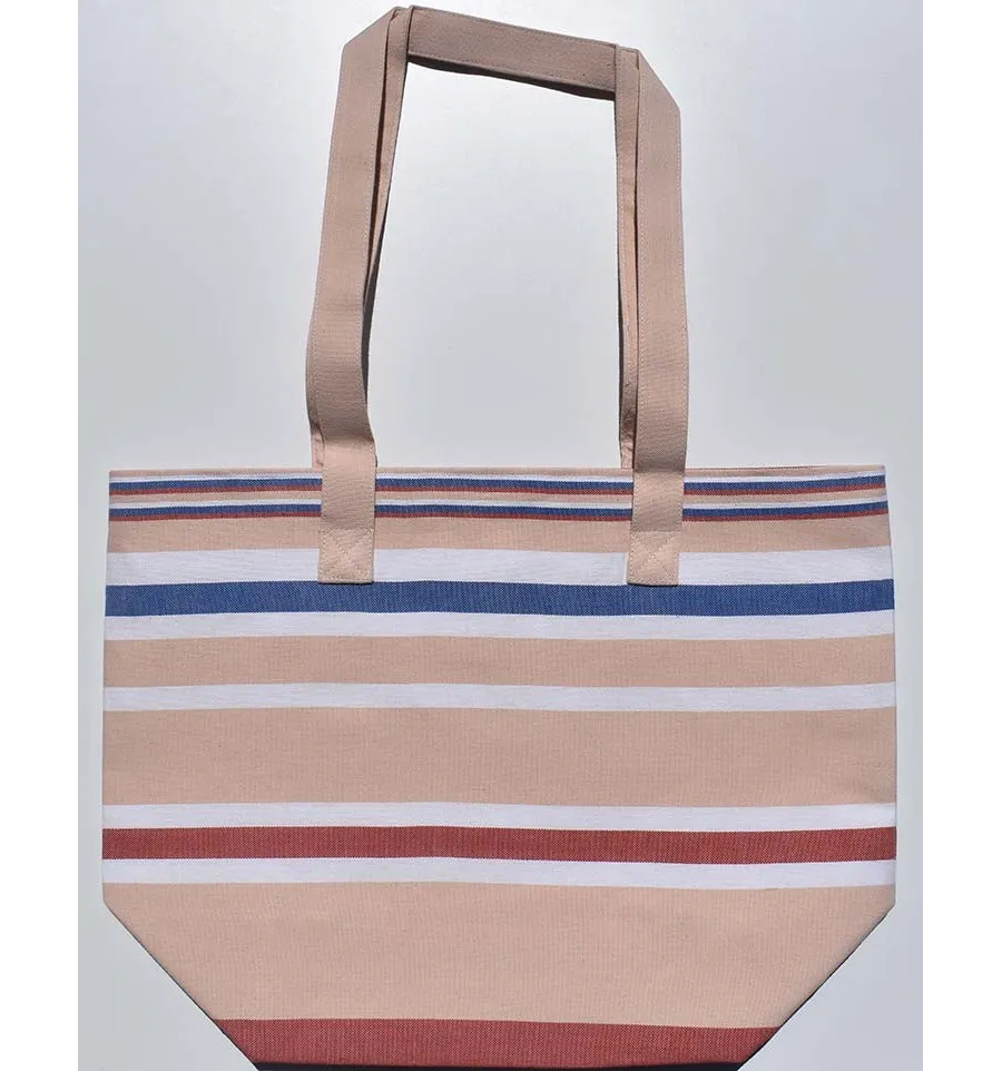 Bolso de playa carne, blanco, rojo carmín y azul Fouta Tunisia - 1