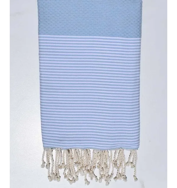Toalla de playa de nido de abeja azul gragea Fouta Tunisia - 1