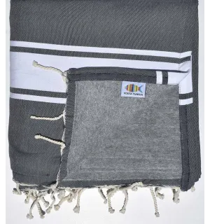 Toalla de playa esponja gris medio y gris Fouta Tunisia - 1