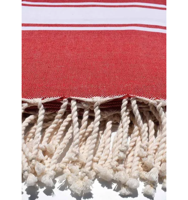 Toalla de playa grande rojo fuego Fouta Tunisia - 2