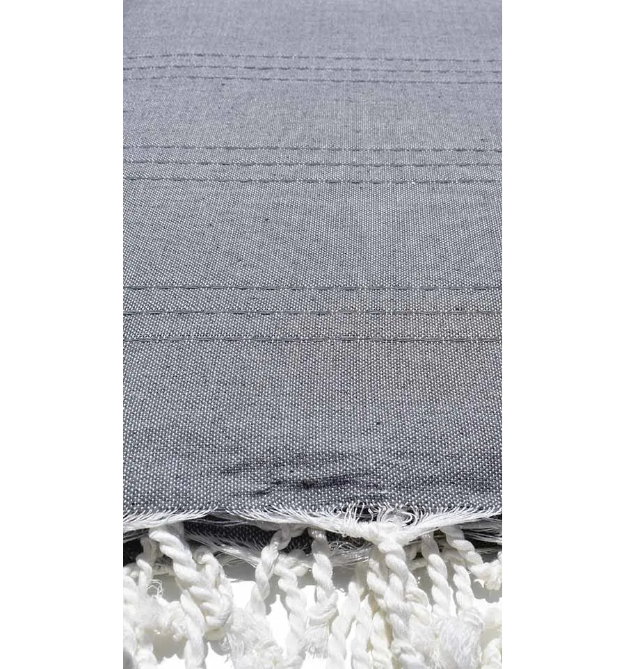 Grande toalla de playa gris 1.5m*2.5m Fouta Tunisia - 3