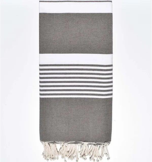 Toalla de playa grande topo oscuro 1,90 m * 2 m Fouta Tunisia - 1
