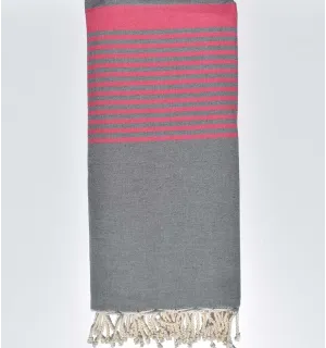 Fouta gigante gris y rosa  - 1