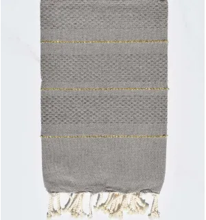 Toalla de playa taupe nido de abeja con lurex Fouta Tunisia - 1