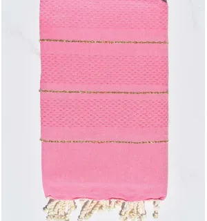 Toalla de playa rosa nido de abeja con lurex Fouta Tunisia - 1