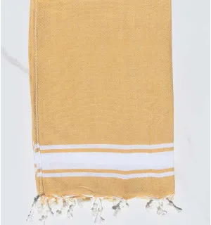 Servilleta beige amarillo con rayas blancas Fouta Tunisia - 1