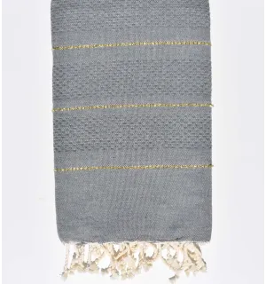 Toalla playa nido de abeja gris medio con lurex  - 1