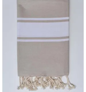 Toalla de playa plato Khaki beige Fouta Tunisia - 1