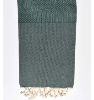 Toalla de playa nido de abeja verde oscuro  - 1