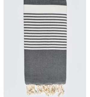 cubre cama acero gris y blanco con rayas Fouta Tunisia - 2