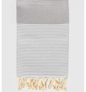 Toalla playa Nido de abeja gris rayado blanco  - 1