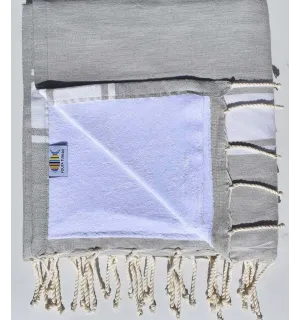 toalla de playa,duplicado esponja greige y blanco  - 1