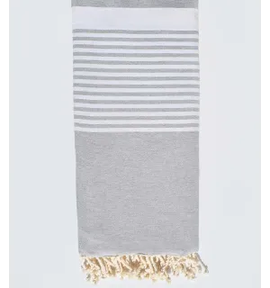 Fouta gigante gris medio con rayas Fouta Tunisia - 1