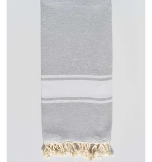 Toalla de playa gigante gris con raya blanca Fouta Tunisia - 1