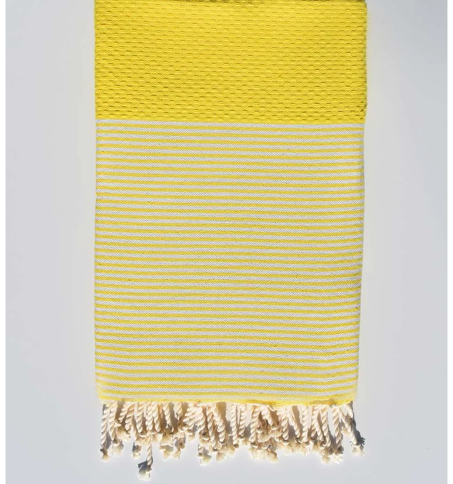 Toalla playa nido de abeja amarillo limón Fouta Tunisia - 2