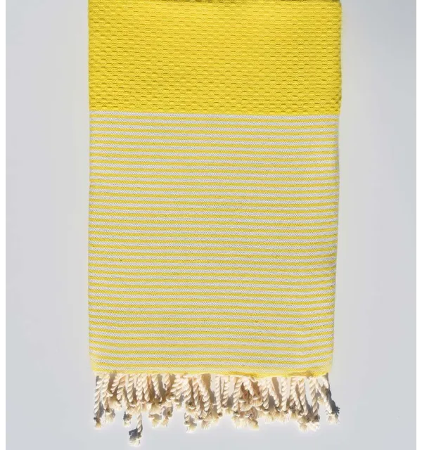 Toalla playa nido de abeja amarillo limón Fouta Tunisia - 2