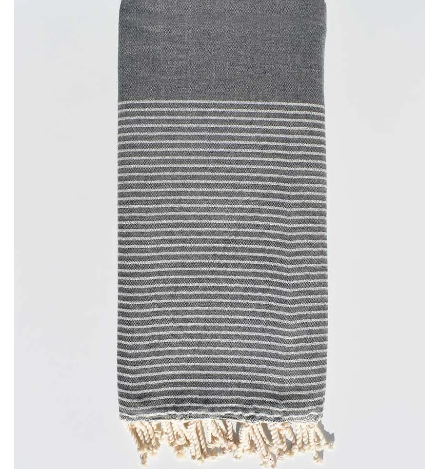 Fouta grande gris pizarra con lurex plateado Fouta Tunisia - 1