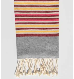 Toalla de playa para niños gris, beige, amarillo, rosa y rojo burdeos Fouta Tunisia - 1