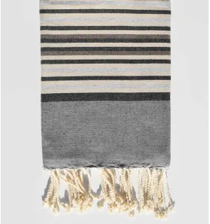 Toalla de playa para niños gris, negra, topo, beige y gris claro Fouta Tunisia - 1