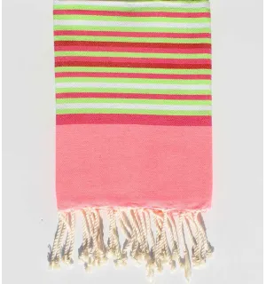 Toalla de playa para niños rosa neón, rosa, verde neón, rojo y blanco Fouta Tunisia - 1