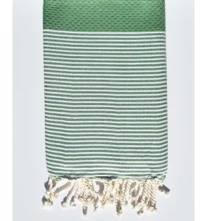 Toalla de playa nido de abeja verde medio  - 1