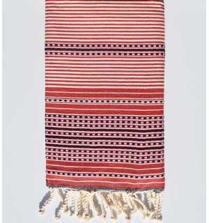 Toalla de playa arabesco rayas rojas Fouta Tunisia - 1