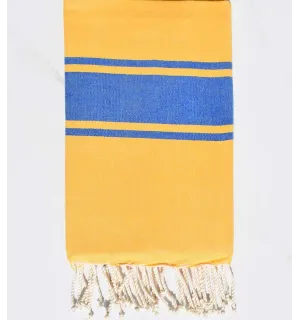 Toalla de playa amarillo con rayas azul Fouta Tunisia - 1