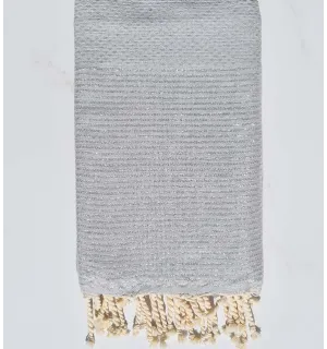 Toalla de playa Panal lurex ratón gris con hilo de lurex plateado  - 1