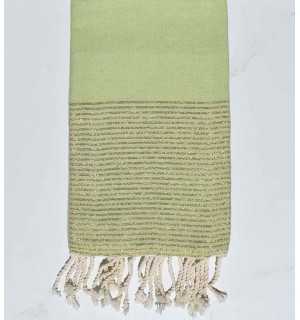 Toalla de playa verde claro con lurex dorado Fouta Tunisia - 1