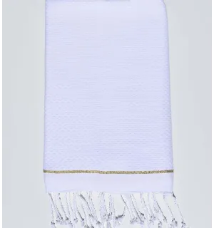 Toalla de playa blanca con lurex  dorada Fouta Tunisia - 1