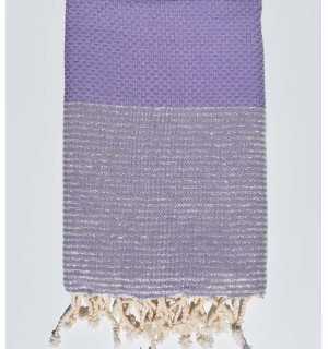 Toalla de playa de nido de abeja malva con lurex plateado Fouta Tunisia - 1