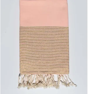 FOUTA Lurex tejido liso rosa melocotón Fouta Tunisia - 1