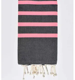 Toalla de playa azul medianoche y rosa neón Fouta Tunisia - 1