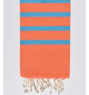 Toalla playa naranja y azul Fouta Tunisia - 1