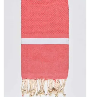 Toalla de playa nido de abeja Rosa coral Fouta Tunisia - 1