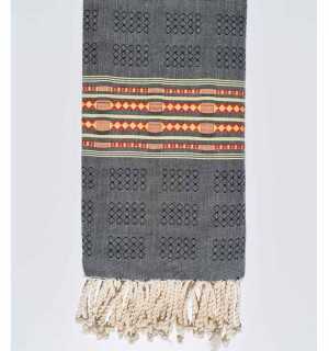 Toalla de playa azul oscuro con patrones Fouta Tunisia - 1