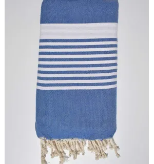 Toalla de playa gigante blue jeans con rayas 2m / 2m Fouta Tunisia - 1