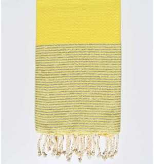 Toalla de playa de nido de abeja amarilla con lurex Fouta Tunisia - 1