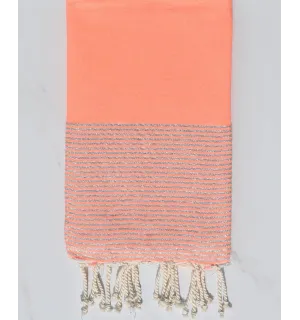 Toalla de playa coral neón con lurex Fouta Tunisia - 1