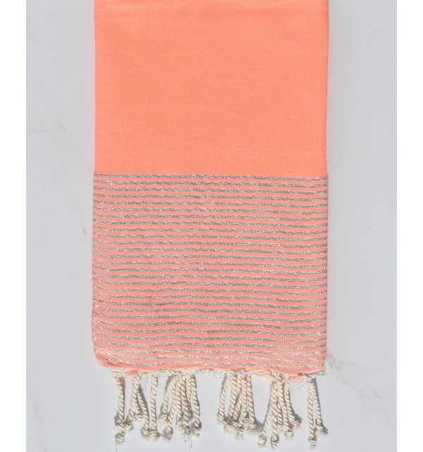 Toalla de playa coral neón con lurex Fouta Tunisia - 1