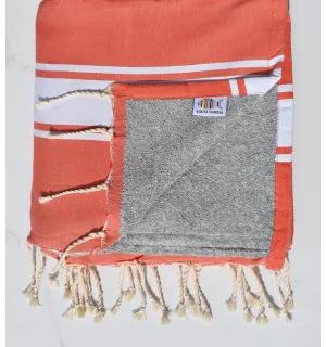 Toalla de playa coral forrada con esponja gris Fouta Tunisia - 1