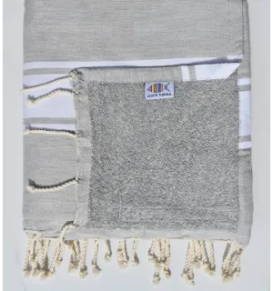 Fouta esponja gris muy claro y gris Fouta Tunisia - 1