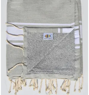 Toalla de playa gris mixta con forro esponja Fouta Tunisia - 1