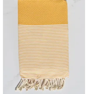 Toalla de playa nido de abeja amarillo imperial Fouta Tunisia - 1