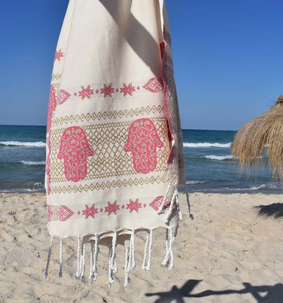 Fouta Khomsa rosa oscuro Fouta Tunisia - 3