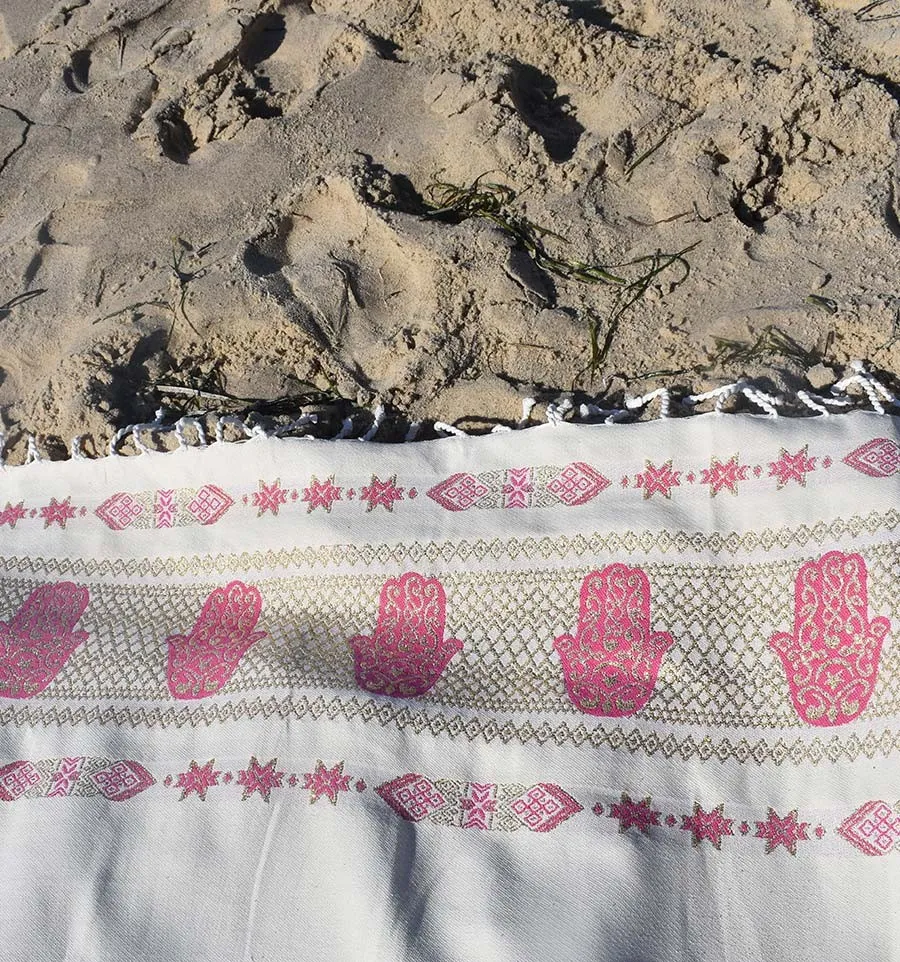 Fouta Khomsa rosa oscuro Fouta Tunisia - 6