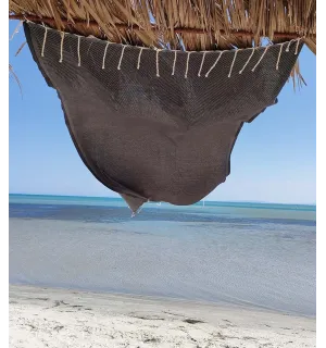 Toalla de playa nido de abeja color gris medio Fouta Tunisia - 1