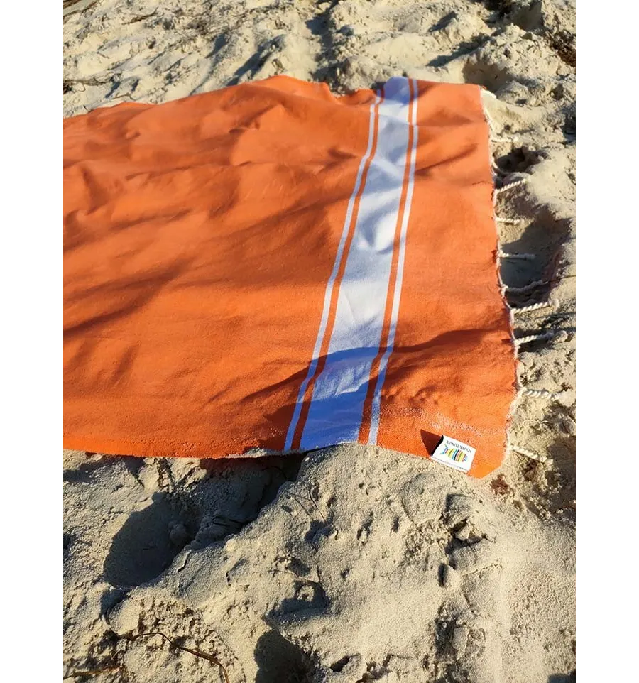 Toalla de playa naranja brillante Fouta Tunisia - 5